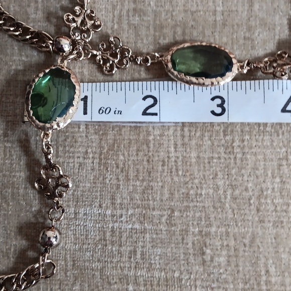 Gold Tone Double Strand Chained Necklace - Picture 11 of 12